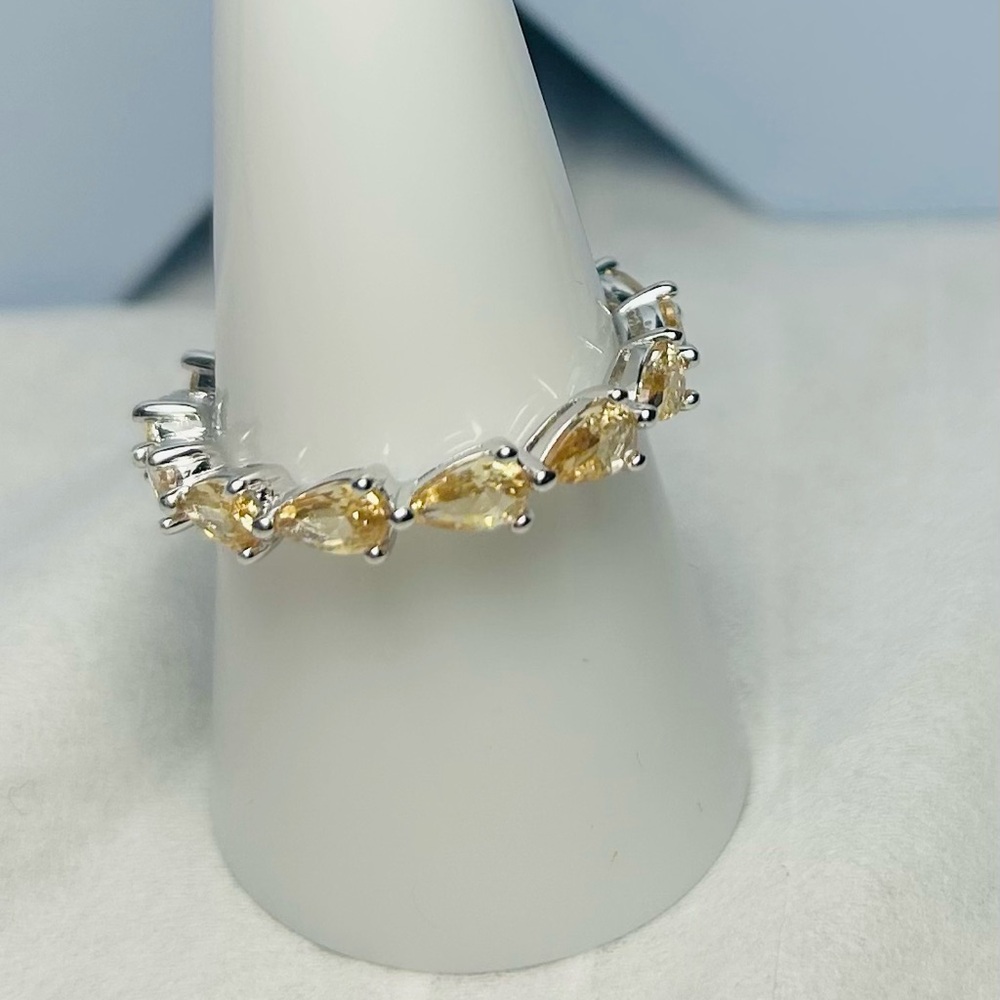 Bomb Party Dainty Lab Created Topaz Eternity Ring Size 8